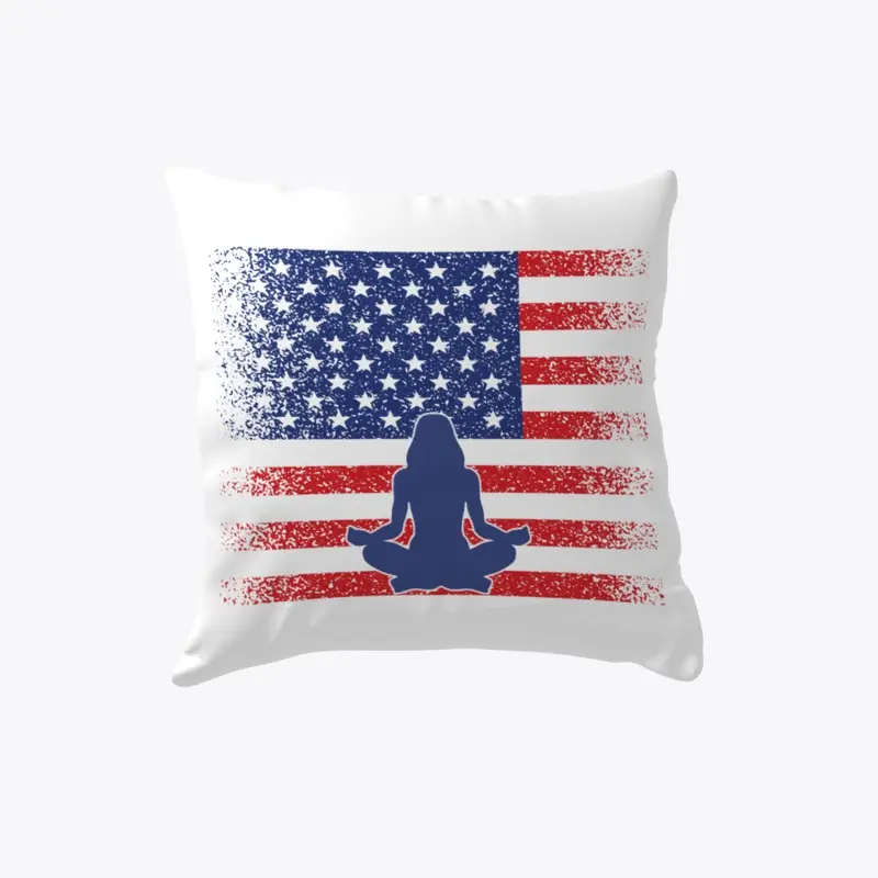 Yoga Lover Pillow America Flag Pride