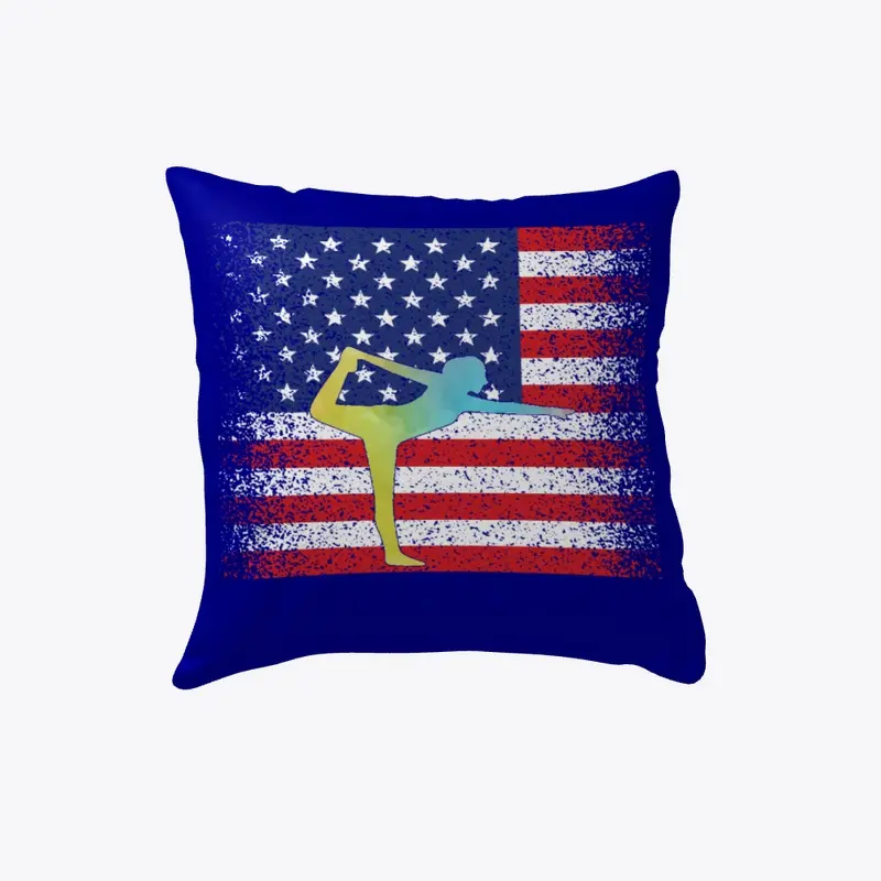 Gym with Ameica Flag Pride Pillow